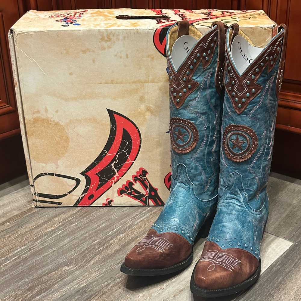 Yippee Ki Yay Old Gringo Grafton Turquoise Star Stud Rodeo Wedding Cowboy Boots - Picture 4 of 9
